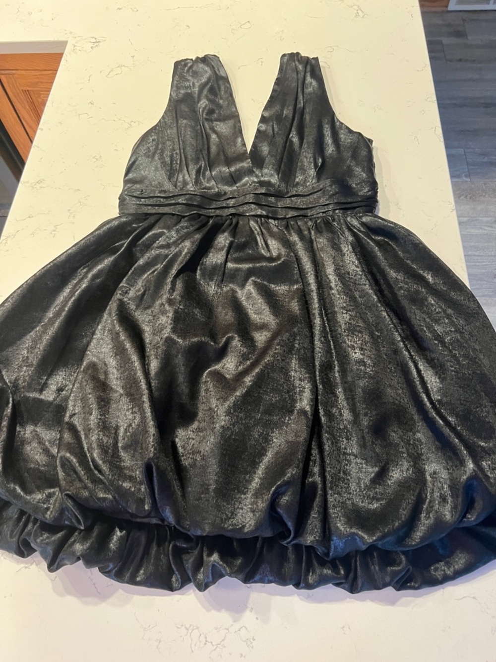Black Velvet Mini Dress with Plunging V-Neck